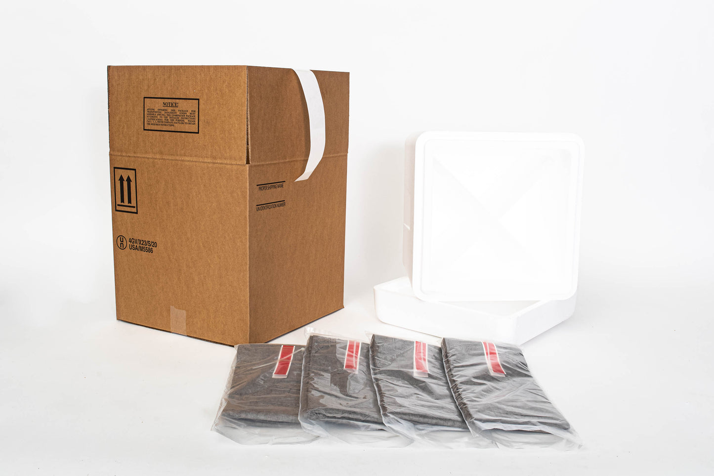 UN4GV 4-in 1 Liter/32oz (or less) Temperature Controlled Absorbent Bag Kit Packaging